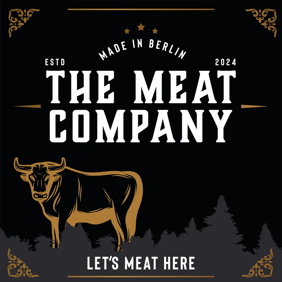 The Meat Company Logo – Estd 2024, Made in Berlin, Let's Meat Here