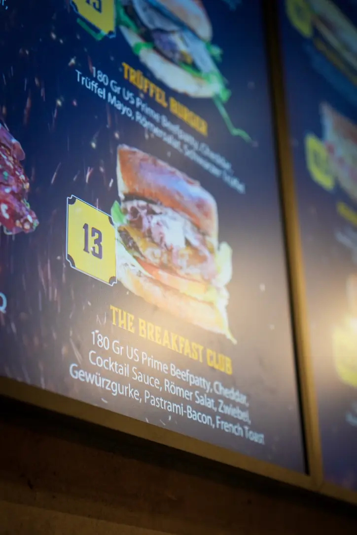 Leuchtende Speisekarte im Restaurant